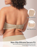 Willluxe® Strapless Anti-Slip Bandeau Bra Plus Size Seamless Support