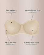 Willluxe® Strapless Anti-Slip Bandeau Bra Plus Size Seamless Support