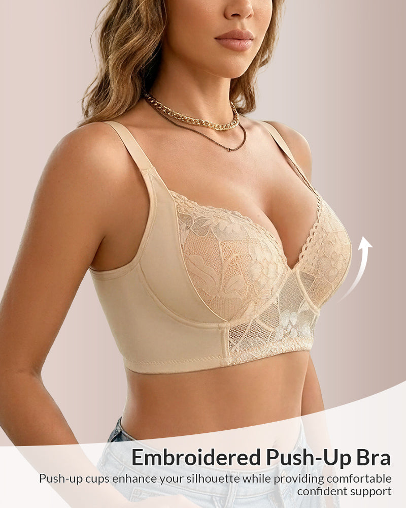 Willluxe® Lace Embroidered Underwire Push-Up Bra