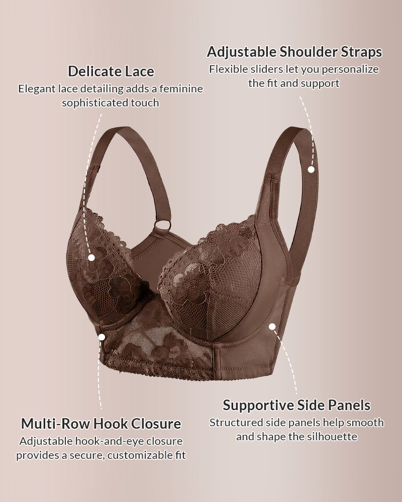Willluxe® Lace Embroidered Underwire Push-Up Bra