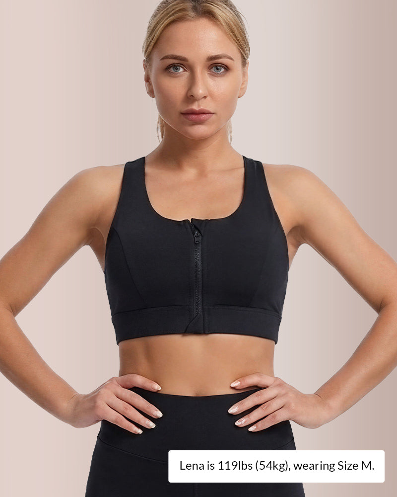 Willluxe® Front-Zip High-Impact Sports Bra Plus Size