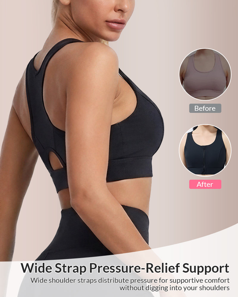 Willluxe® Front-Zip High-Impact Sports Bra Plus Size