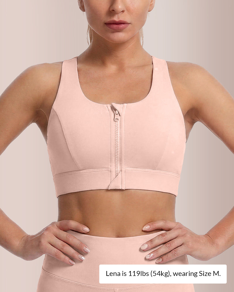 Willluxe® Front-Zip High-Impact Sports Bra Plus Size