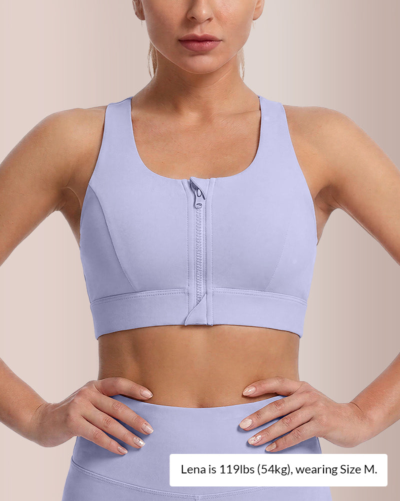 Willluxe® Front-Zip High-Impact Sports Bra Plus Size