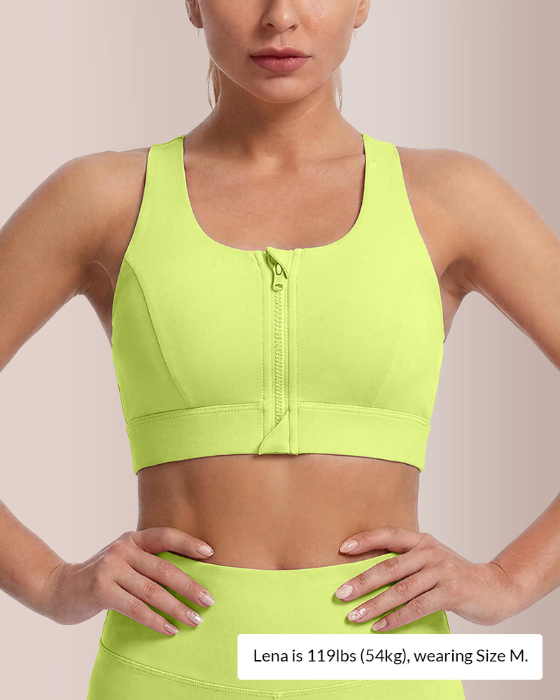 Willluxe® Front-Zip High-Impact Sports Bra Plus Size