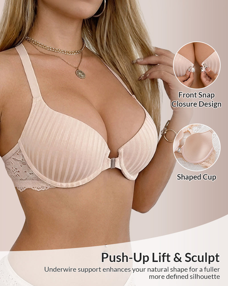 Willluxe® Front Closure Lace Push-Up Bra