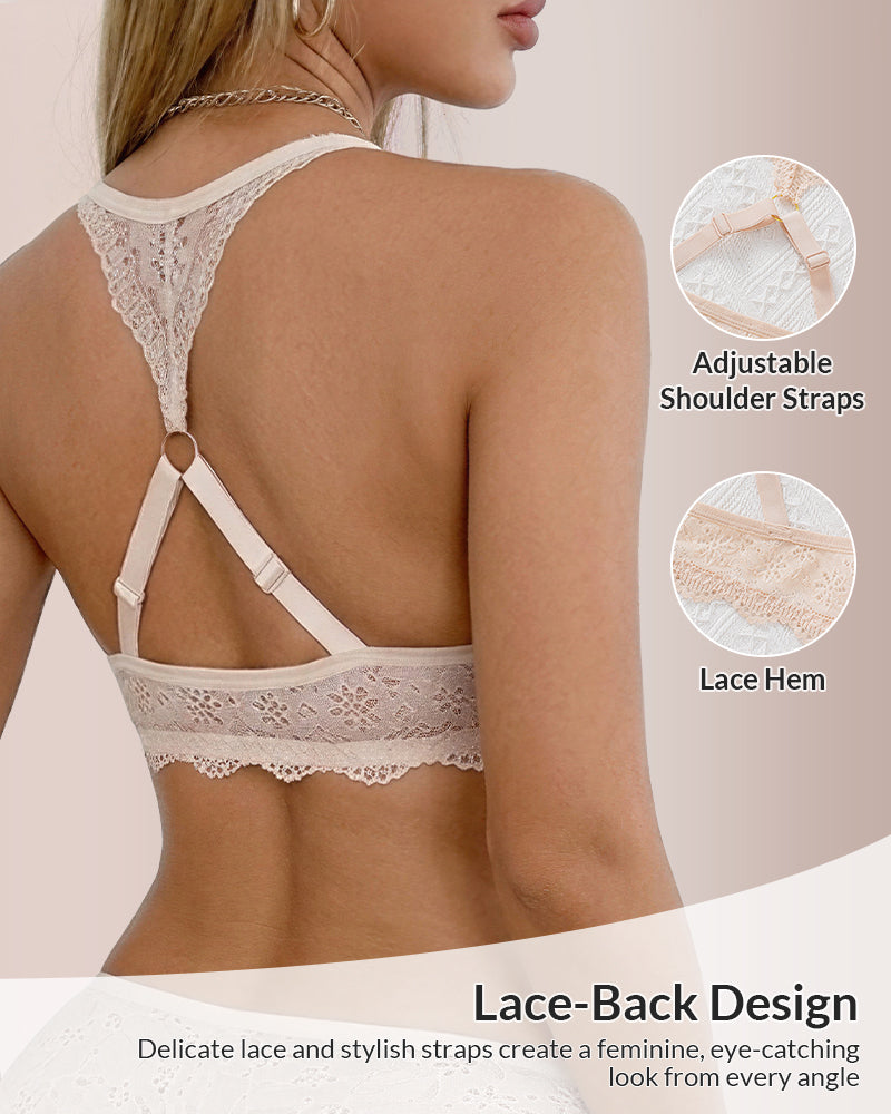 Willluxe® Front Closure Lace Push-Up Bra