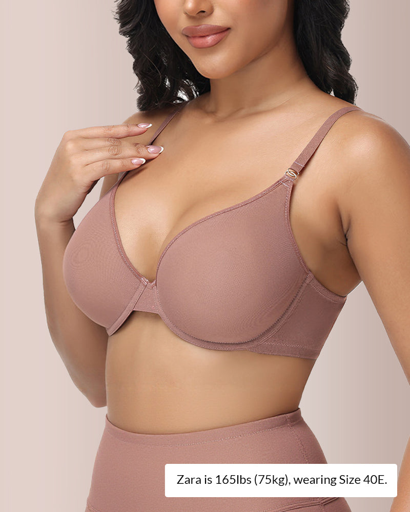 Willluxe® Underwire Support Mseh Sheer Unlined Plunge Bra