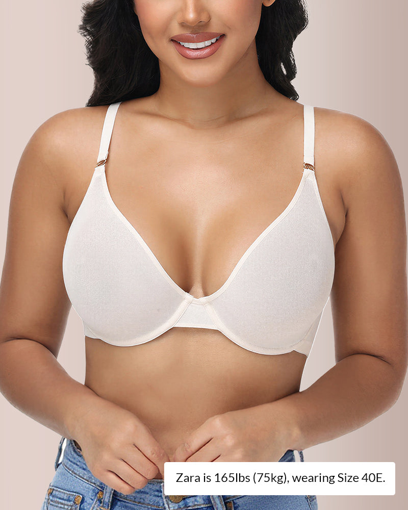Willluxe® Underwire Support Mseh Sheer Unlined Plunge Bra