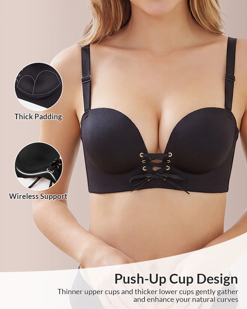 Willluxe® Wireless Front-Drawstring Push-Up Bra