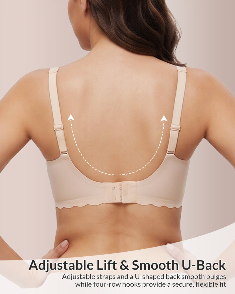 Willluxe® Seamless Scalloped V-Neck Comfort Bra
