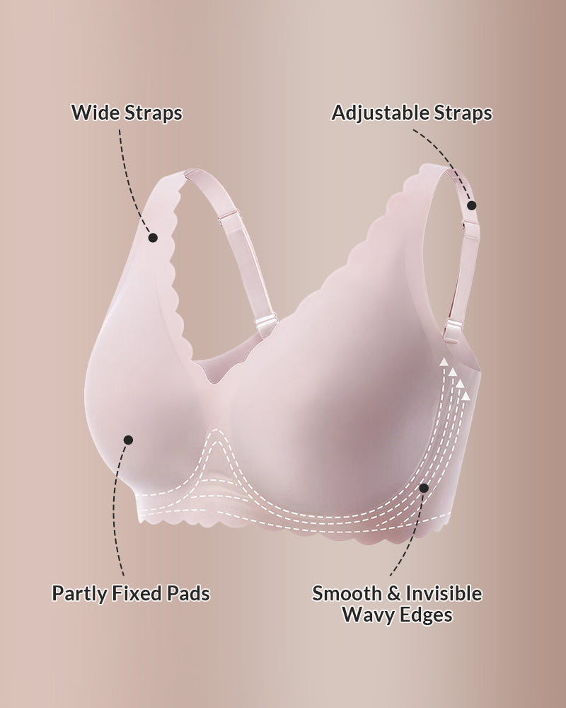 Willluxe® Seamless Scalloped V-Neck Comfort Bra