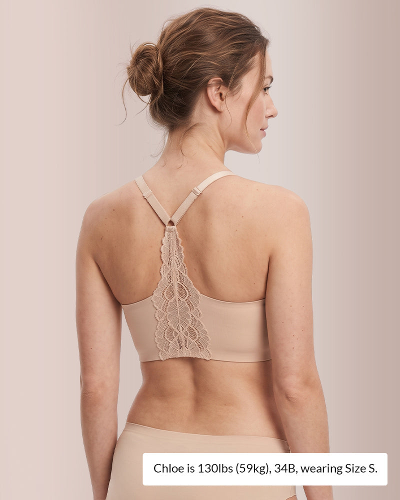 Willluxe® Wirefree Lace Racerback Push-Up Bra
