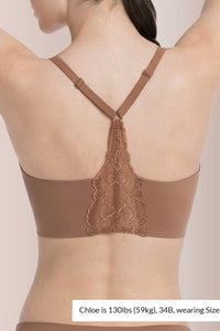 Willluxe® Wirefree Lace Racerback Push-Up Bra
