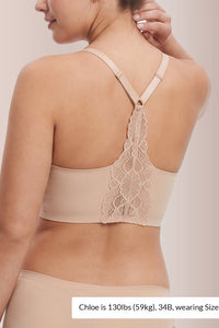 Willluxe® Wirefree Lace Racerback Push-Up Bra