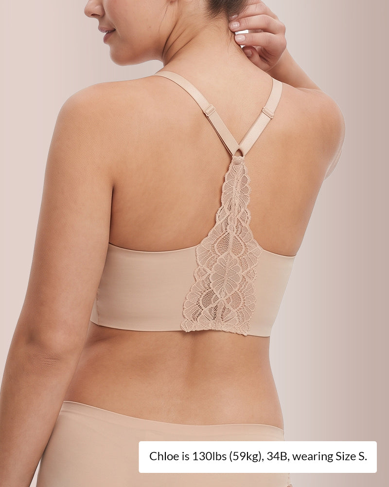 Willluxe® Wirefree Lace Racerback Push-Up Bra