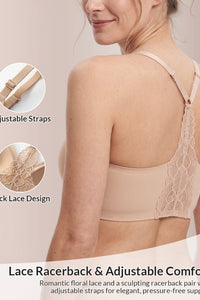 Willluxe® Wirefree Lace Racerback Push-Up Bra