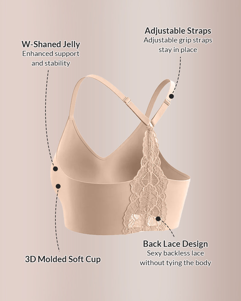 Willluxe® Wirefree Lace Racerback Push-Up Bra