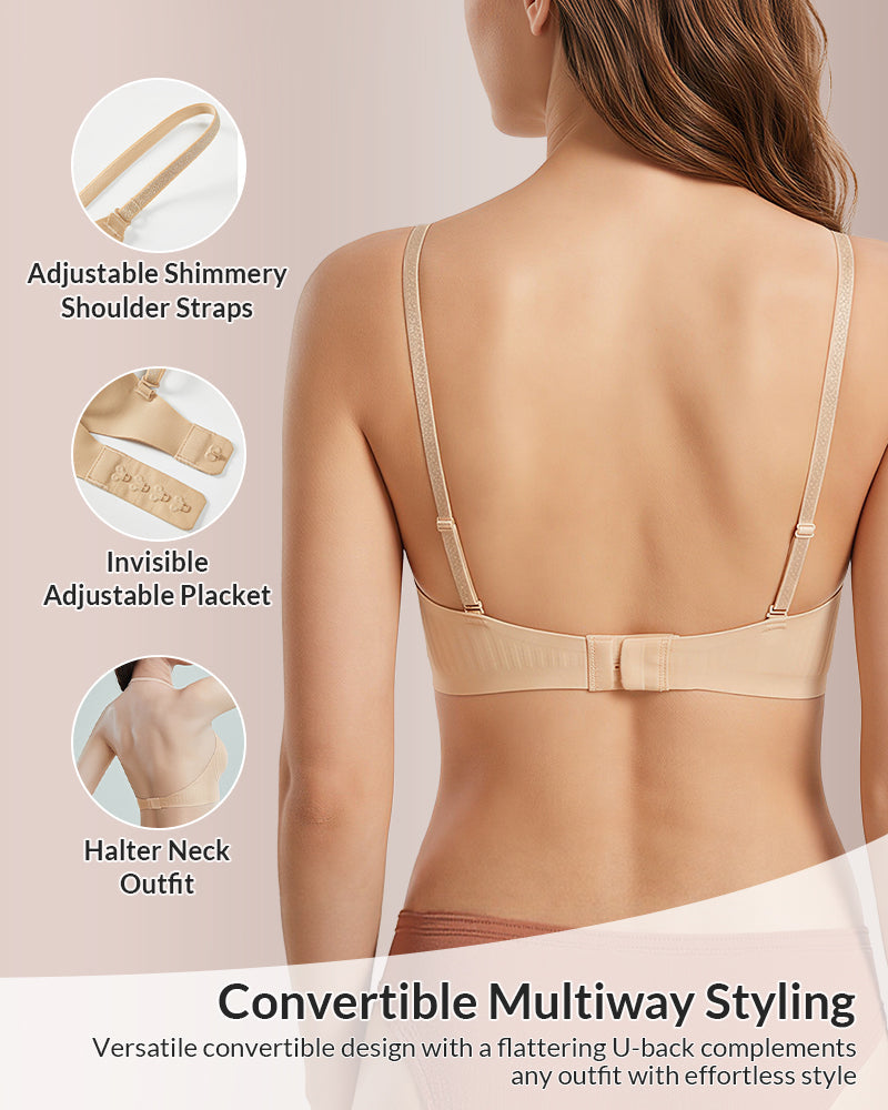 Willluxe® Convertible Halter Backless Bra Seamless Push-Up Bralette