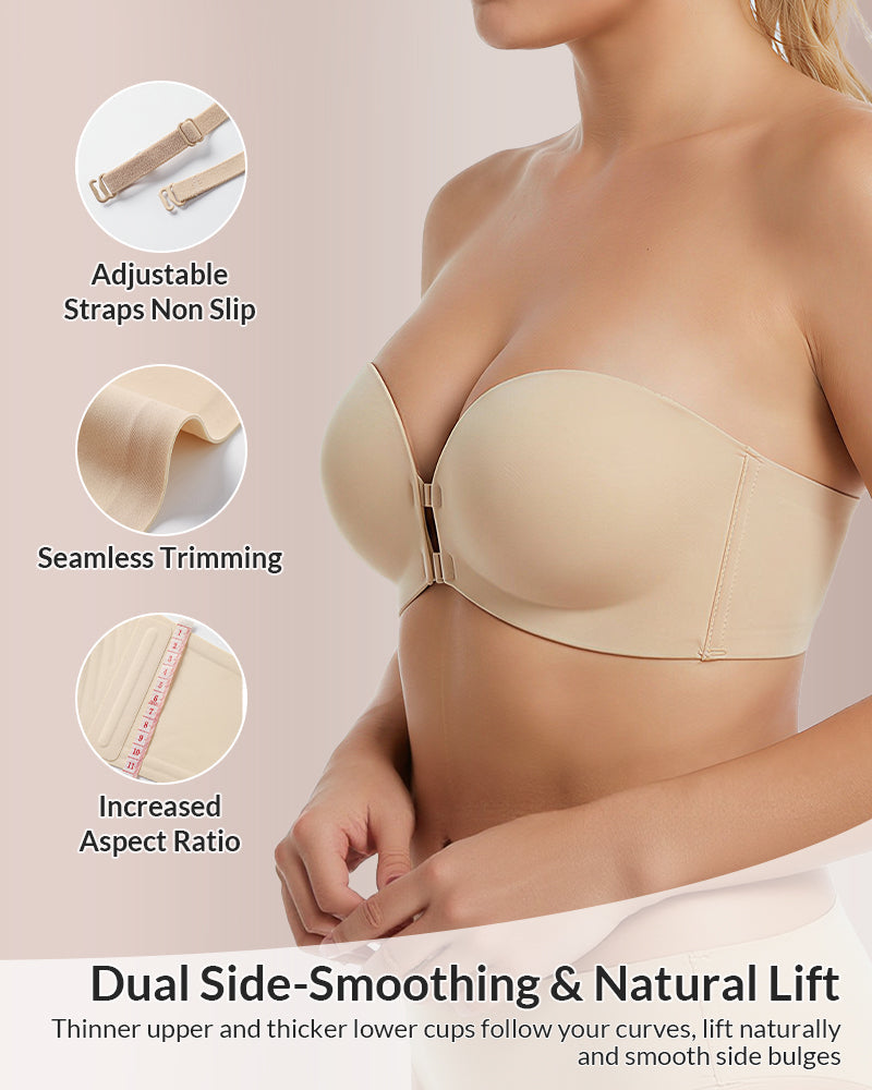 Willluxe® Multi-Way Front Closure Strapless Push-Up Bra
