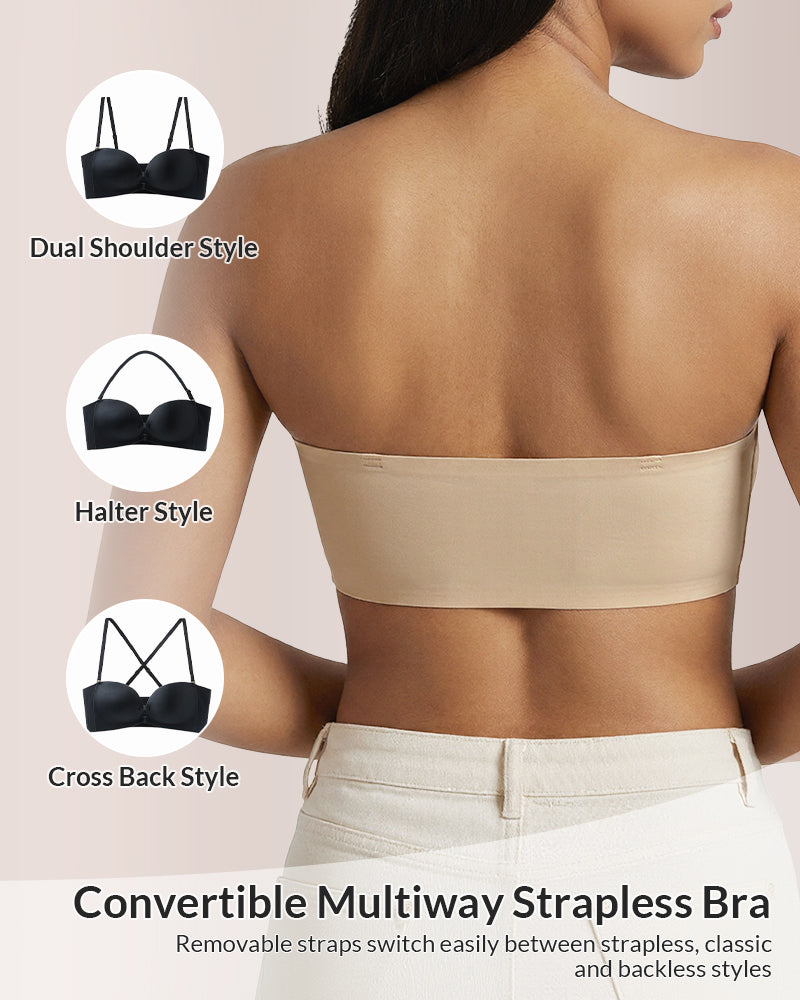 Willluxe® Multi-Way Front Closure Strapless Push-Up Bra