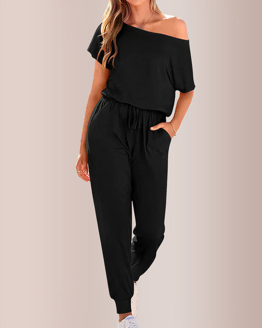 WILLLUXE® Effortless Off-Shoulder Short Sleeve Jumpsuit