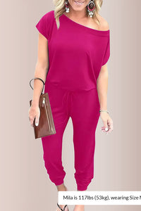 Willluxe® Effortless Off-Shoulder Short Sleeve Jumpsuit