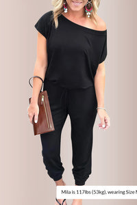 Willluxe® Effortless Off-Shoulder Short Sleeve Jumpsuit