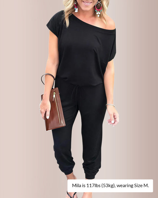 WILLLUXE® Effortless Off-Shoulder Short Sleeve Jumpsuit