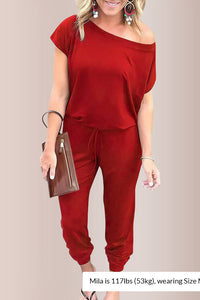 Willluxe® Effortless Off-Shoulder Short Sleeve Jumpsuit