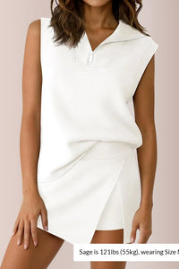 Willluxe® Sporty Chic Half-Zip Sleeveless Polo Skort Set