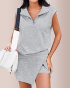 Willluxe® Sporty Chic Half-Zip Sleeveless Polo Skort Set