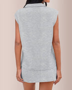 Willluxe® Sporty Chic Half-Zip Sleeveless Polo Skort Set