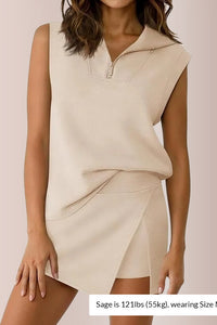 Willluxe® Sporty Chic Half-Zip Sleeveless Polo Skort Set
