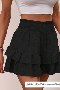 Willluxe® Boho Smocked High-Waist Tiered Ruffle Shorts Skort