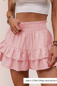 Willluxe® Boho Smocked High-Waist Tiered Ruffle Shorts Skort