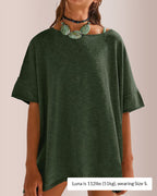 Willluxe® Oversized Drapey Crewneck Tunic T-Shirt with Side Slits