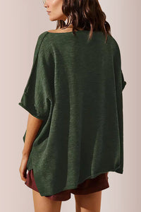Willluxe® Oversized Drapey Crewneck Tunic T-Shirt with Side Slits