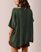 Willluxe® Oversized Drapey Crewneck Tunic T-Shirt with Side Slits