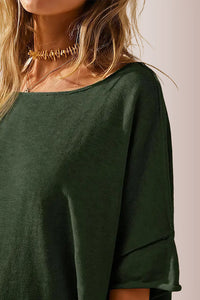 Willluxe® Oversized Drapey Crewneck Tunic T-Shirt with Side Slits