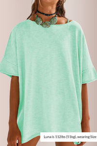 Willluxe® Oversized Drapey Crewneck Tunic T-Shirt with Side Slits
