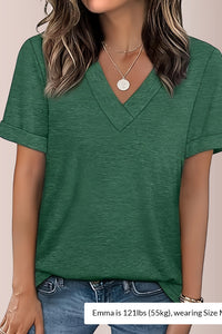 Willluxe® The Essential V-Neck Relaxed Fit Short Sleeve Top