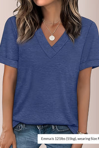 Willluxe® The Essential V-Neck Relaxed Fit Short Sleeve Top