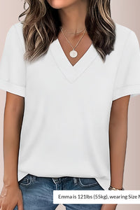 Willluxe® The Essential V-Neck Relaxed Fit Short Sleeve Top