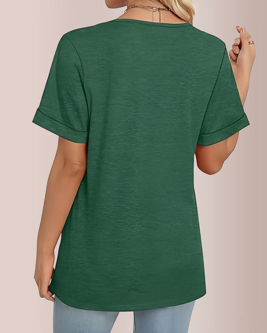 WILLLUXE® The Essential V-Neck Relaxed Fit Short Sleeve Top