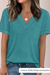 Willluxe® The Essential V-Neck Relaxed Fit Short Sleeve Top