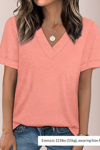Willluxe® The Essential V-Neck Relaxed Fit Short Sleeve Top