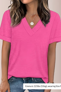 Willluxe® The Essential V-Neck Relaxed Fit Short Sleeve Top
