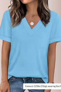 Willluxe® The Essential V-Neck Relaxed Fit Short Sleeve Top