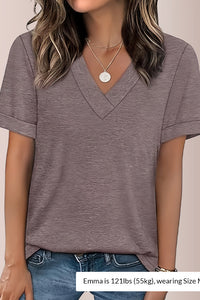 Willluxe® The Essential V-Neck Relaxed Fit Short Sleeve Top